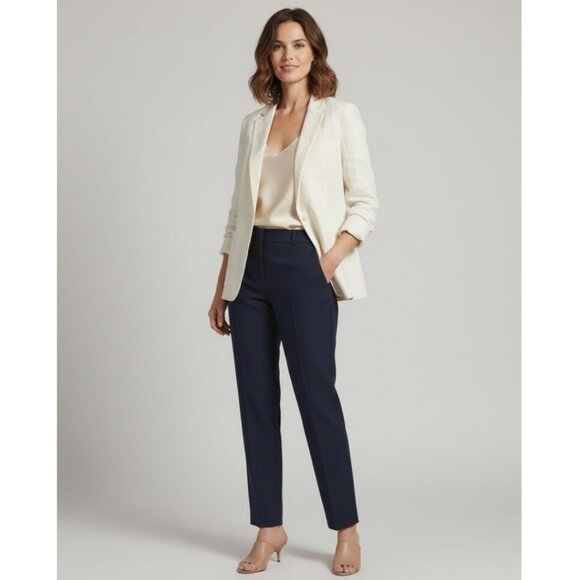 Theory CEIT Ivory Linen Blend Single-Button Blazer Jacket - Women's Size 4 - Picture 1 of 11